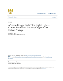 The English Habeas Corpus Act and the Statutory Origins of the