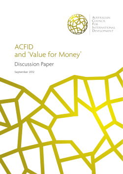 ACFID and `Value for Money`