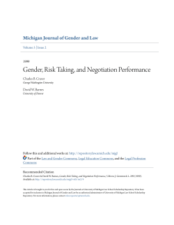 Gender, Risk Taking, and Negotiation Performance