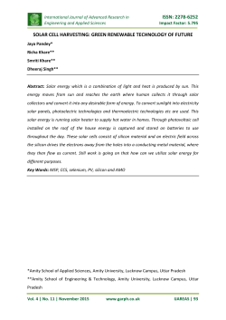 issn: 2278-6252 solar cell harvesting: green renewable technology