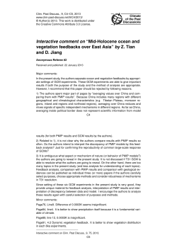 Interactive comment on &ldquo;Mid-Holocene ocean and vegetation