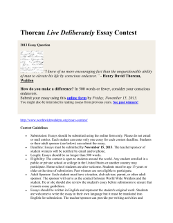 Thoreau Live Deliberately Essay Contest