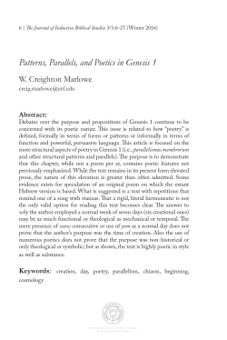Patterns, Parallels, and Poetics in Genesis 1