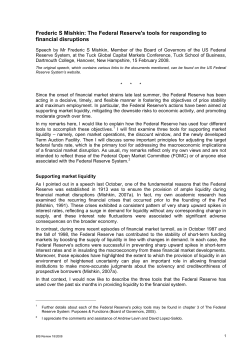 Frederic S Mishkin: The Federal Reserve`s tools for responding to