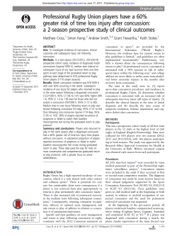 Professional Rugby Union players have a 60% greater risk of time