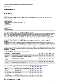 Italy Report NCPI NCPI Header A - I. STRATEGIC PLAN