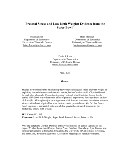 Prenatal Stress and Low Birth Weight