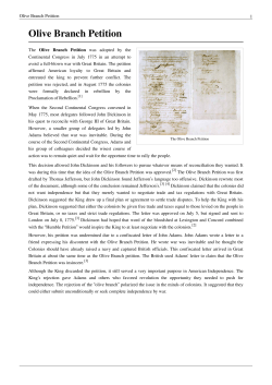 Olive Branch Petition - CLIO History Journal