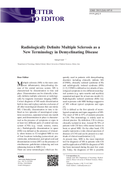 Radiologically Definite Multiple Sclerosis as a New Terminology in