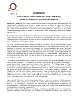 PRESS RELEASE - Inuit Circumpolar Council