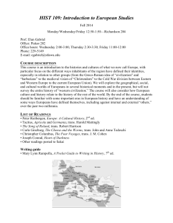HIST 109: Introduction to European Studies