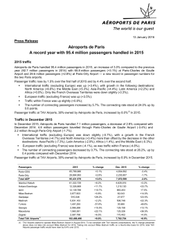 13 January 2016 - Aéroports de Paris