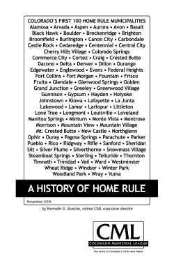 a history of home rule - Colorado Municipal League