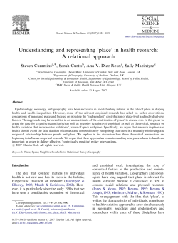 Understanding and representing `place` in health research: A