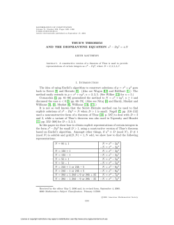 THUE`S THEOREM AND THE DIOPHANTINE EQUATION x2 &minus; Dy 2