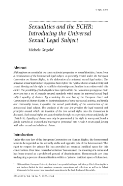 Sexualities and the ECHR: Introducing the Universal Sexual Legal