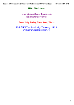Lesson 6-1 Successive Differences in Polynomials