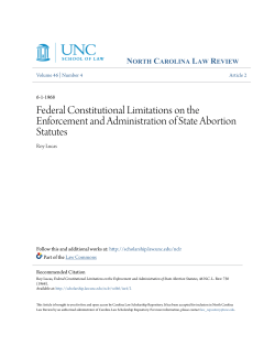 Federal Constitutional Limitations on the Enforcement and