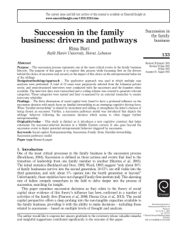 Succession in the family business: drivers and pathways