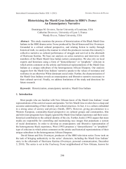 Historicizing the Mardi Gras Indians in HBO`s Treme: An