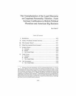 The Transplantation ofthe Legal Discourse on Corporate Personality