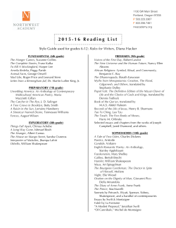 Northwest Academy Reading List, Grades 6-12