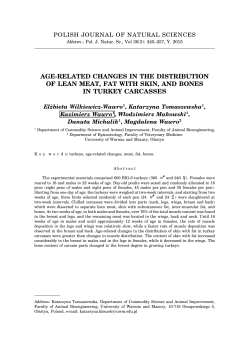 age-related changes in the distribution of lean meat, fat with skin