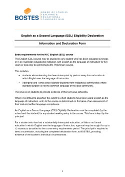 English as a Second Langguage (ESL) Eligibility