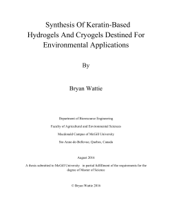 Synthesis Of Keratin-Based Hydrogels And