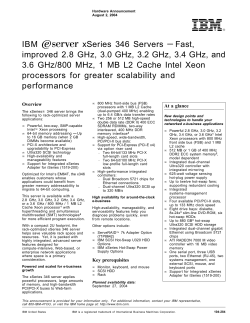 IBM xSeries 346 Servers &mdash; Fast, improved 2.8 GHz, 3.0 GHz, 3.2