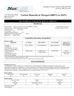 Carbon Monoxide in Nitrogen 0.0001% to 20.0%