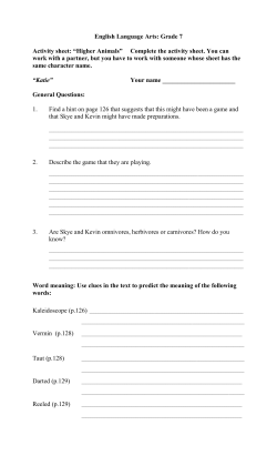 English Language Arts: Grade 7 Activity sheet: &ldquo;Higher Animals