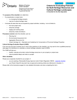 Criteria for Evaluating Potential for Built Heritage