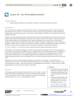 Lesson 35: Are All Parabolas Similar?