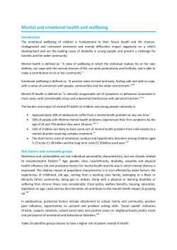 Mental and emotional health and wellbeing