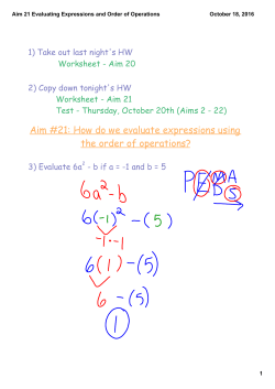Aim 21 Evaluating Expressions and Order of Operations