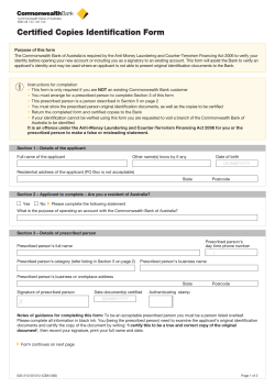 Certified Copies Identification form