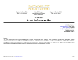 School Performance Plan - Baltimore City Public Schools