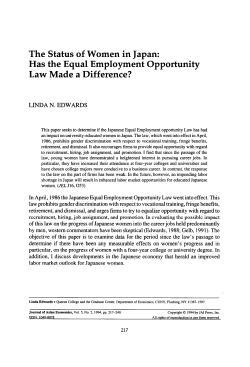 The Status of Women in Japan: Has the Equal Employment