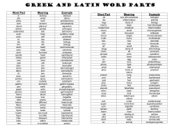 greek and latin word parts