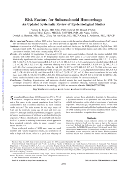 Risk Factors for Subarachnoid Hemorrhage