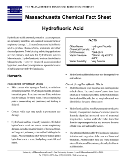 Massachusetts Chemical Fact Sheet Hydrofluoric Acid