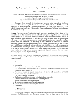 Dyadic groups, dyadic trees and symmetries in long nucleotide