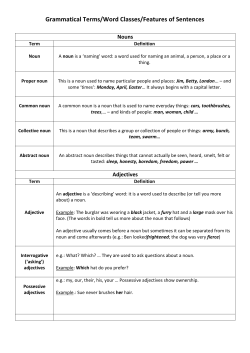 Grammatical Terms/Word Classes/Features of Sentences