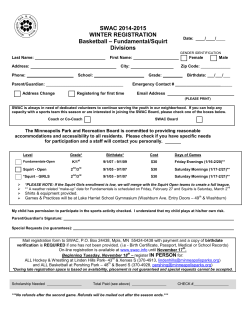 SWAC 2014-2015 WINTER REGISTRATION Basketball
