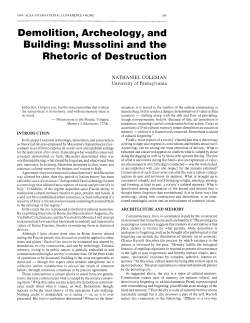 Demolition. Archeoloav. and Building: Mussolini and the Rhetoric of