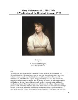 Mary Wollstonecraft (1759&ndash;1797). A Vindication of the Rights of