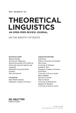 Theoretical Linguistics 2014 &middot; Volume 40 &middot; Number 3/4