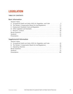 OHS Teacher Resource Binder: Chapter 2 Legislation
