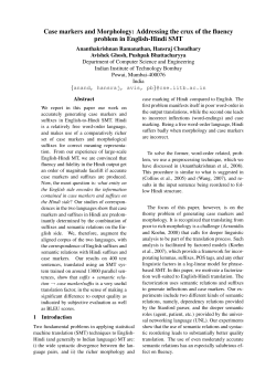 Case markers and Morphology: Addressing the crux of